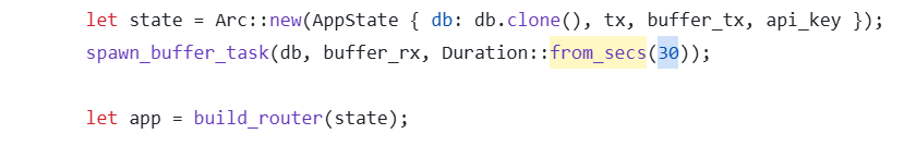 Code buffering readings and batch-inserting them every 30 seconds